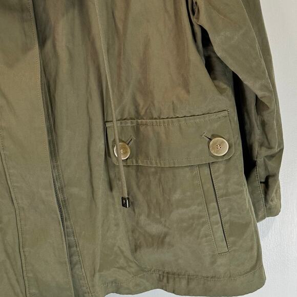 Talbots Khaki Green Lightweight Nylon rain jacket Sz 12 - Picture 2 of 6